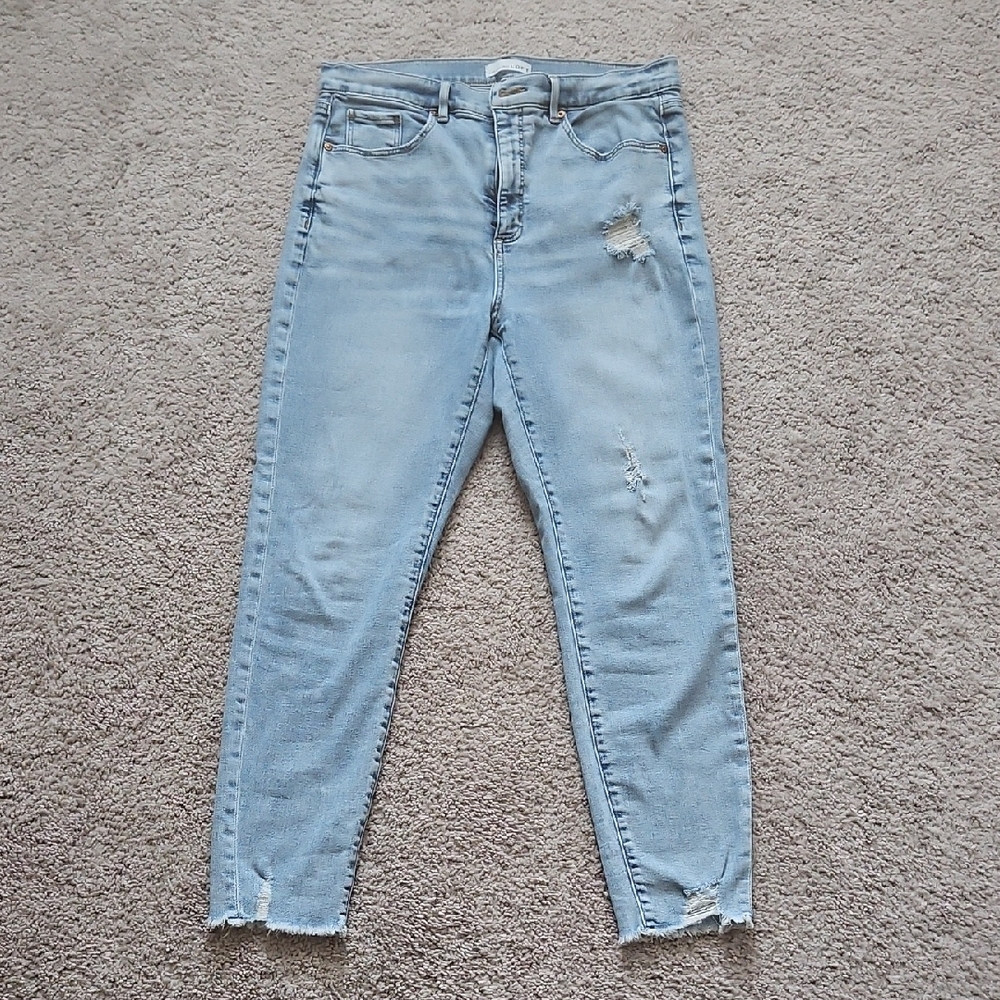 LOFT Light Blue Distressed Skinny Jeans